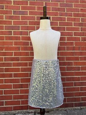 H & M Silver Silver Sequin Mini Skirt - Sparkle A-Line girls size 8